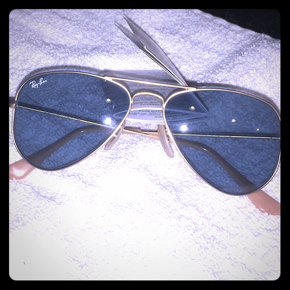 Ray-Ban Blue and Gold Aviator Sunglasses